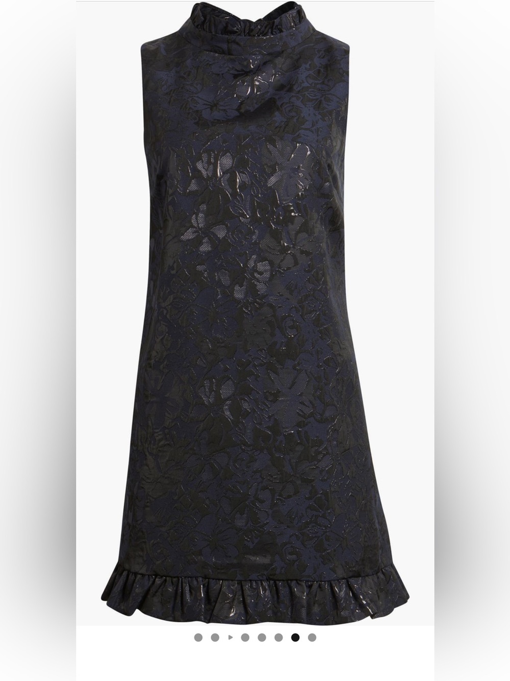 Chelsea28 Navy Floral Jacquard Ruffle-Hem Mini Dress - Picture 4 of 10